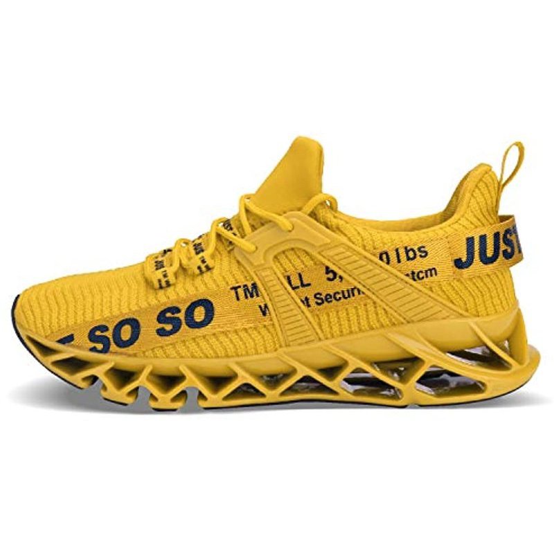 JSLEAP Mens Runing Shoes Walking Non Slip Blade Type Sneakers 1yellow