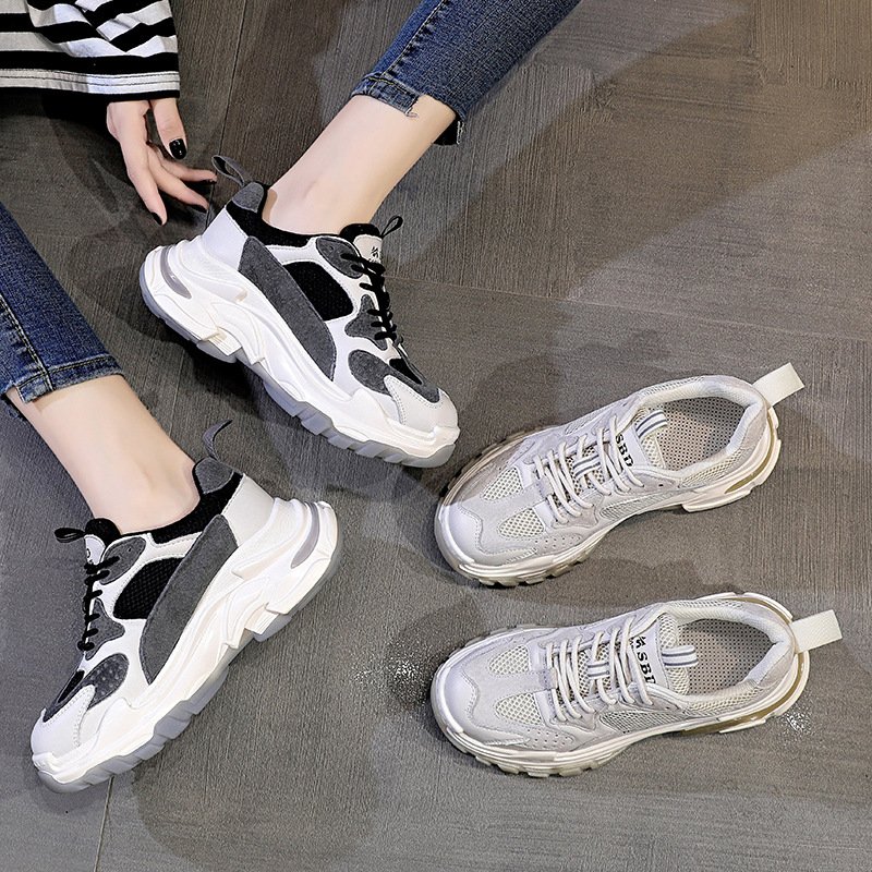 Women's 2021 autumn new casual sports shoes mesh breathable thick sole height-increasing shoes summer trendy shoes