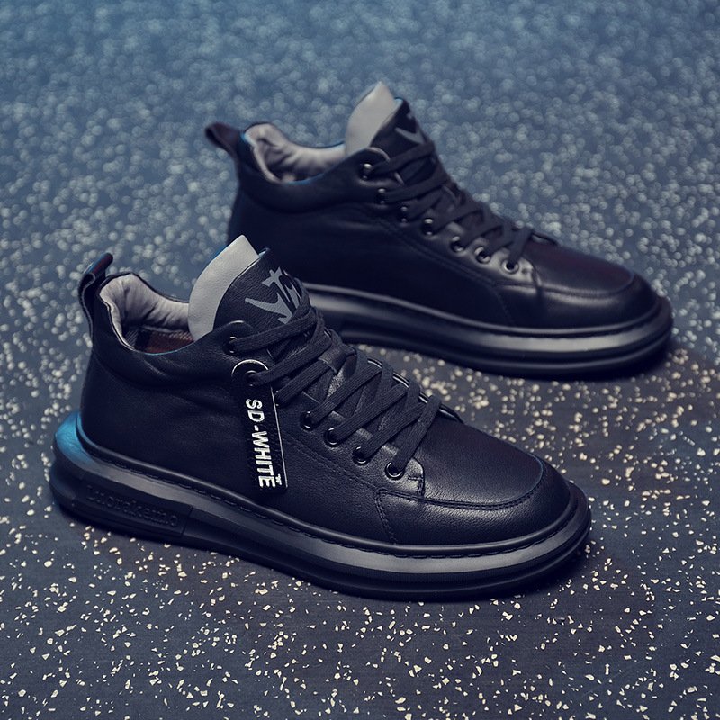 Sports shoes men's casual shoes men's 2021 autumn and winter new plus velvet men's shoes lace-up high-top men's sneakers trend