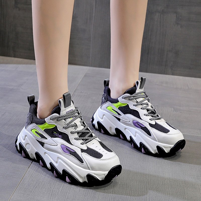 Women's 2021 autumn new casual sports shoes round toe thick bottom increased fashion breathable trendy shoes women