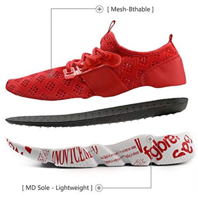 Wander G Men's Lightweight Breathable Mesh Street Sport Walking Shoes Casual Sneakers for Sports Gym Walking Red