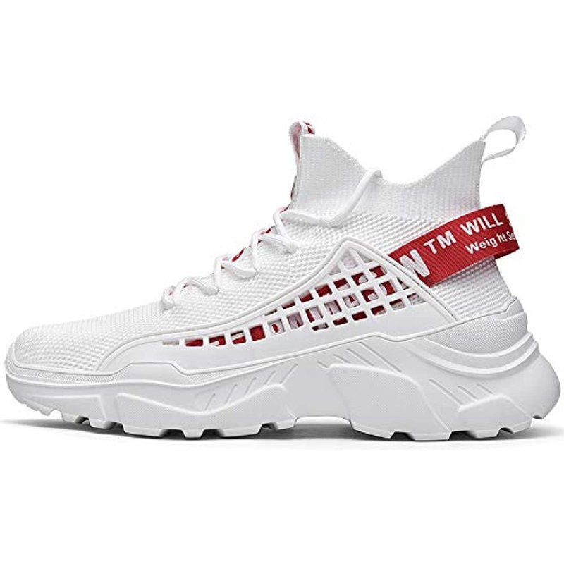 FZUU Mens Athletic Running Walking Shoes Non Slip Fashion Sneakers White